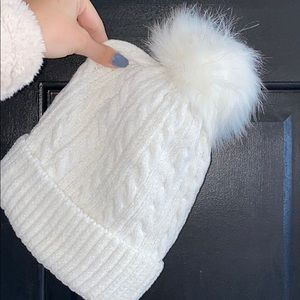 White soft beanie with liner!!
